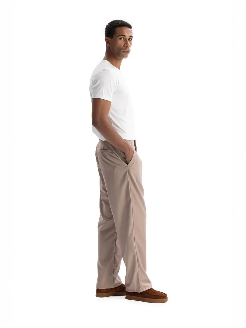 Giesto Beige Natural GIESTO Pleated Straight Leg Pants for Men | Best Price UAE